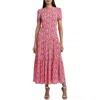 Bcbgmaxazria Womens Printed Drop Waist Midi Dress In Pink