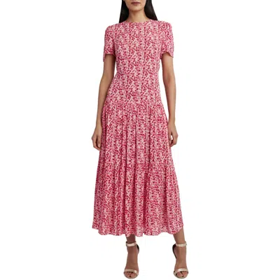 Bcbgmaxazria Womens Printed Drop Waist Midi Dress In Pink