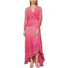 Bcbgmaxazria Womens Printed Ruffle Cocktail Dress In Pink