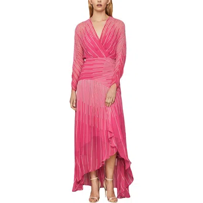 Bcbgmaxazria Womens Printed Ruffle Cocktail Dress In Pink