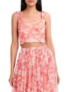 Bcbgmaxazria Womens Printed Sweetheart Neckline Cropped In Pink