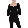 Bcbgmaxazria Womens Puff Sleeve Knot-front Peplum Top In Black
