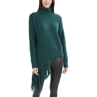 Bcbgmaxazria Womens Ribbed Knit Fringe Turtleneck Sweater In Gold