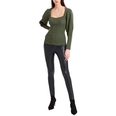 Bcbgmaxazria Womens Ribbed Square Neck Pullover Sweater In Green
