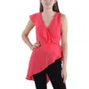 Bcbgmaxazria Womens Ruffled Asymmetric Wrap Top In Multi