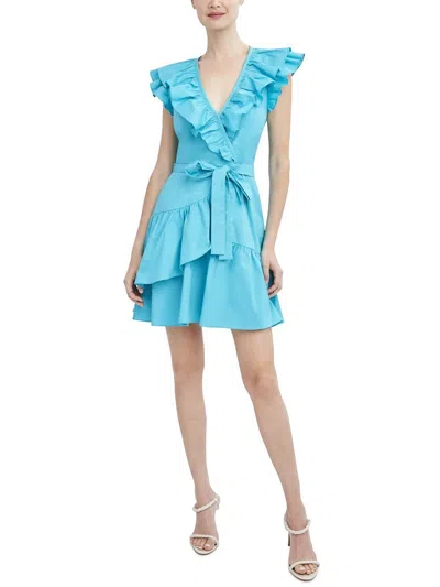 Bcbgmaxazria Womens Ruffled Short Mini Dress In Blue