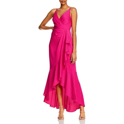 Bcbgmaxazria Womens Satin Faux-wrap Evening Dress In Pink