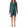 Bcbgmaxazria Womens Satin Ruffled Cocktail Dress In Green