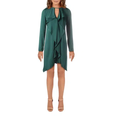 Bcbgmaxazria Womens Satin Ruffled Cocktail Dress In Green