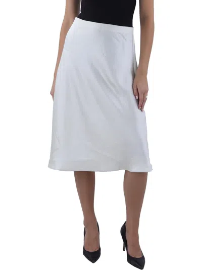 Bcbgmaxazria Womens Satin Shimmer Midi Skirt In White
