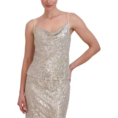 Bcbgmaxazria Womens Sequined Cropped Cami In Brown