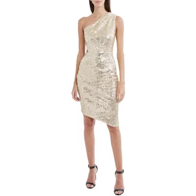 Bcbgmaxazria Womens Sequined One-shoulder Cocktail And Party Dress In Neutral