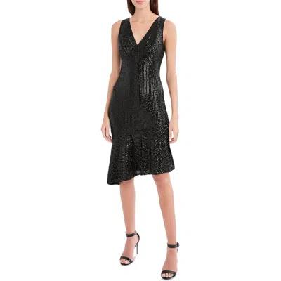 Bcbgmaxazria Womens Sequined Sleeveless Cocktail And Party Dress In Black