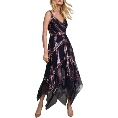 Bcbgmaxazria Womens Sequined V-neck Maxi Dress In Black