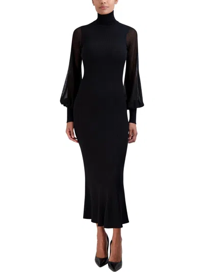 Bcbgmaxazria Sheer Sleeve Sweater Dress In Black
