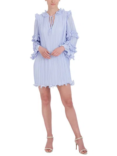 Bcbgmaxazria Womens Shutter Pleat Short Mini Dress In Blue