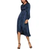 Bcbgmaxazria Womens Snake Print Faux-wrap Midi Dress In Blue