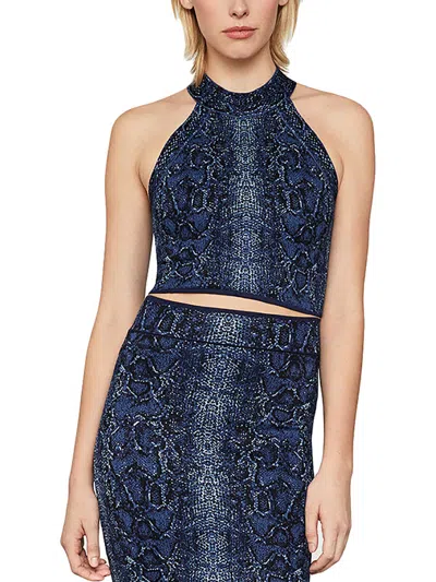 Bcbgmaxazria Womens Snake Print Halter Crop Sweater In Blue