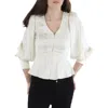 Bcbgmaxazria Womens Solid Satin Peplum Top In White