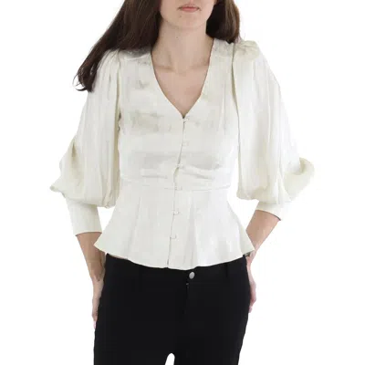 Bcbgmaxazria Womens Solid Satin Peplum Top In White