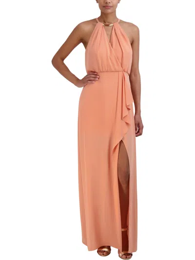 Bcbgmaxazria Womens Split-hem Crossover Evening Dress In Pink