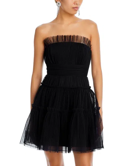 Bcbgmaxazria Womens Strapless Tulle Mini Dress In Black