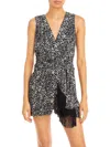 Bcbgmaxazria Womens Surplice Animal Print Romper In Multi