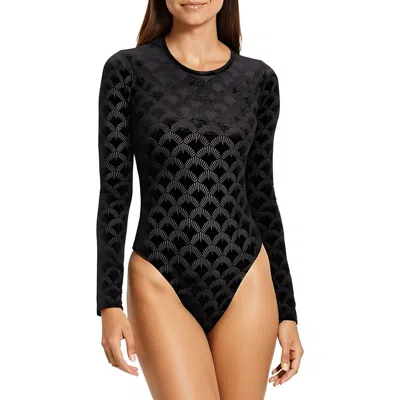 Bcbgmaxazria Womens Textured Velvet Bodysuit