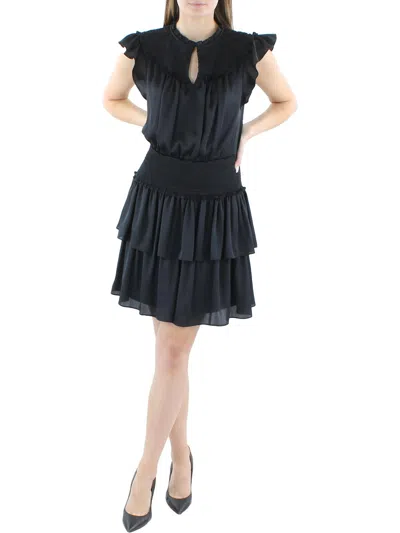 Bcbgmaxazria Womens Tiered Ruffle Mini Dress In Black