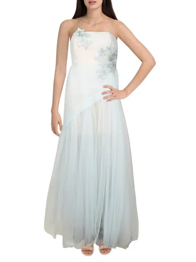 Bcbgmaxazria Womens Tulle Strapless Evening Dress In Blue | ModeSens