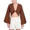 Bcbgmaxazria Womens Twist Front Linen Blend Cropped In Multi