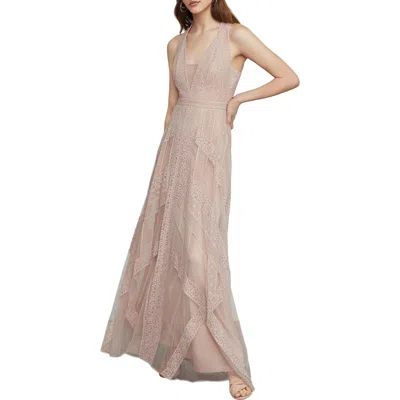 Bcbgmaxazria Womens V Neck Pastel Evening Dress In Neutral