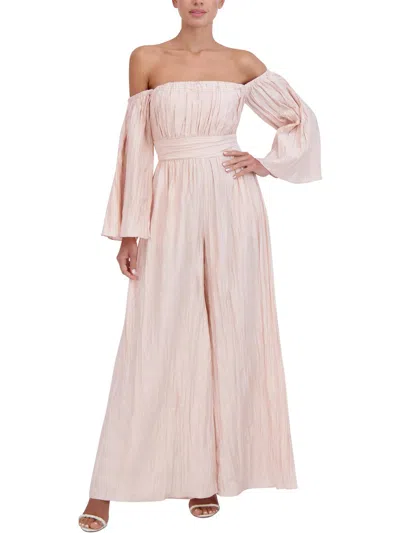 Bcbgmaxazria Womens Wide Leg Off The Shoulder Jumpsuit In Beige