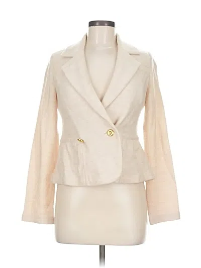 Pre-owned Bcbgmaxazria Wool Blazer Jacket In White