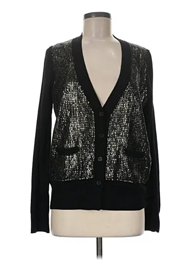 Pre-owned Bcbgmaxazria Wool Cardigan Sweater In Black