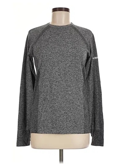 Pre-owned Bcg Long Sleeve Top Gray Crew Neck Tops