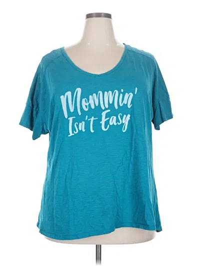 Pre-owned Bcg Short Sleeve Top Teal Scoop Neck Tops