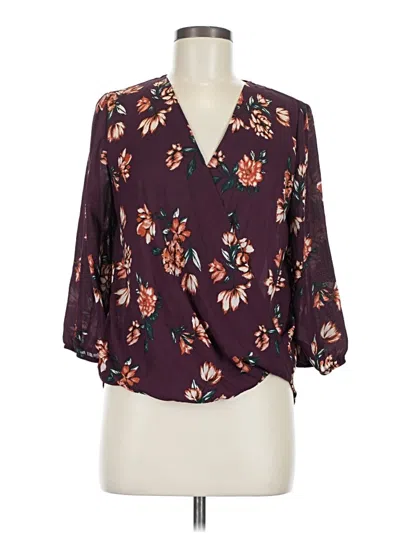 Pre-owned Bcx 3/4 Sleeve Blouse In Burgundy