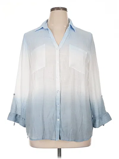 Pre-owned Bcx 3/4 Sleeve Button Down Shirt In Blue