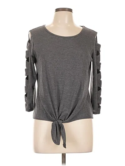 Pre-owned Bcx 3/4 Sleeve Top Gray Cold Shoulder Neckline Tops