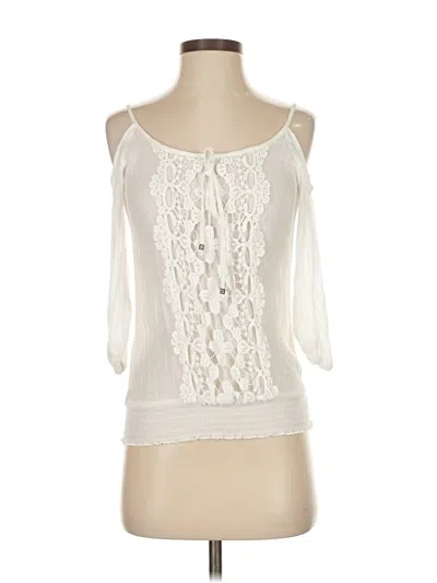 Pre-owned Bcx 3/4 Sleeve Top Ivory Cold Shoulder Neckline Tops In White