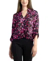 Bcx Junior's Printed Button Up Collar Top In Pink