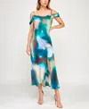 Bcx Junior's Sleeveless Cold Shoulder Midi Slit Dress In Multi