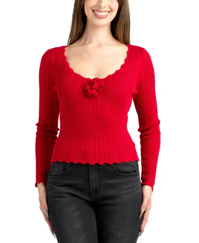 Bcx Junior's Sweetheart Pull-on Sweater In Red
