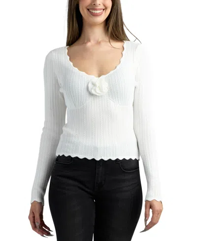 Bcx Junior's Sweetheart Pull-on Sweater In White