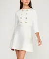 Bcx Juniors' 3/4-sleeve Crewneck Sweater Dress In White