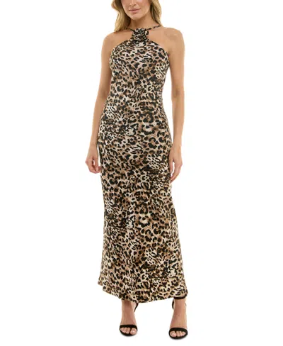Bcx Juniors' Animal Print Halter Gown In Color 1