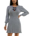 Bcx Womens Cable Knit Pointelle Sweaterdress In Grey