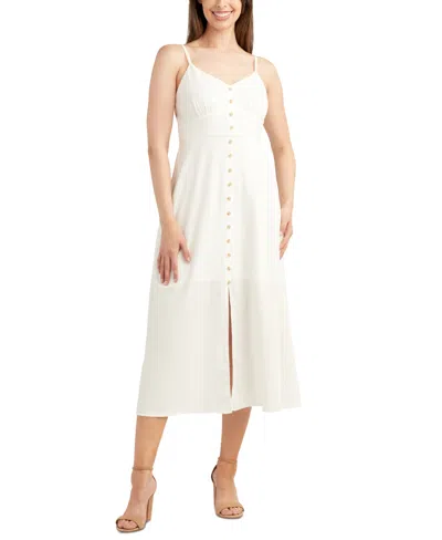 Bcx Juniors' Button-front Sleeveless Midi Dress In Neutral