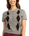 Bcx Juniors' Button-front Sweater Cardigan In Gray
